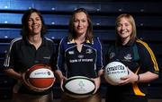 20 May 2008; Cathy Quinn, left, Basketball Ireland, Caitriona Bergin, Leinster Rugby and Lynn Savage, Ladies Football, at the BARUGA Girls Play Ball, Ladies Football/Leinster Rugby & Basketball Ireland Launch. BARUGA, Girls Play Ball is the first ever Basketball, Gaelic and Rugby Summer camp for teenage girls. Photo by Sportsfile
