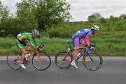 20 May 2008; Benny de Schrooder, An Post sponsored Sean Kelly team, left, and Ciaran Power, Pezula team, form an ealry break-away on the approach to Ballinderreen. FBD Insurance Ras 2008 - Stage 3, Claremorris - Lisdoonvarna. Picture credit: Stephen McCarthy / SPORTSFILE