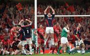 24 May 2008; Munster's David Wallace, centre, celebrates at the final whistle. Heineken Cup Final, Munster v Toulouse, Millennium Stadium, Cardiff, Wales. Picture credit: Peter Morrison / SPORTSFILE