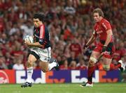 24 May 2008; Doug Howlett, Munster, gets clear of Cedric Heymans, Toulouse, and scores a try which was subsequently disallowed by referee Nigel Owens. Heineken Cup Final, Munster v Toulouse, Millennium Stadium, Cardiff, Wales.Picture credit: Oliver McVeigh / SPORTSFILE