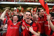 24 May 2008; Munster fans celebrate at the final whistle. Heineken Cup Final, Munster v Toulouse, Millennium Stadium, Cardiff, Wales. Picture credit: Peter Morrison / SPORTSFILE