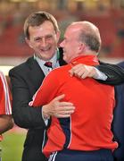 24 May 2008; Munster Chief Executive Garrett Fitzgerald celebrates with head coach Declan Kidney after the final whistle. Heineken Cup Final, Munster v Toulouse, Millennium Stadium, Cardiff, Wales. Picture credit: Brendan Moran / SPORTSFILE