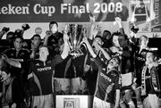 24 May 2008; Munster captain Paul O'Connell and team-mate Ronan O'Gara lift the Heineken Cup. Heineken Cup Final, Munster v Toulouse, Millennium Stadium, Cardiff, Wales. Picture credit: Brendan Moran / SPORTSFILE