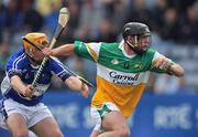 25 May 2008; Derek Molloy, Offaly, in action against Joe Phelan, Laois. GAA Hurling Leinster Senior Championship Quarter-Final, Offaly v Laois, O'Moore Park, Portlaoise, Co. Laois. Picture credit: David Maher / SPORTSFILE