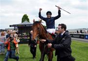 25 May 2008; Jockey Johnny Murtagh celebrates after winning the Tattersalls Gold Cup on Duke Of Marmalade.The Curragh Racecourse, Co. Kildare. Picture credit: Matt Browne / SPORTSFILE