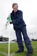 25 May 2008; Groundsman Phil Roche, from Wexford, putting out the flags before the match. Connacht Senior Football Championship, London v Sligo, Emerald Park, Ruislip, London, England. Photo by Sportsfile
