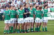 25 May 2008; The Fermanagh team stand for the National Anthem. GAA Football Ulster Senior Championship Quarter-Final, Fermanagh v Monaghan, Brewster Park, Enniskillen, Co. Fermanagh. Picture credit: Oliver McVeigh / SPORTSFILE