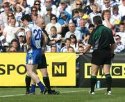 25 May 2008; Referee Derek Fahey consults with linesman Brian Crowe before sending off Monaghan's Gary McQuaid. GAA Football Ulster Senior Championship Quarter-Final, Fermanagh v Monaghan, Brewster Park, Enniskillen, Co. Fermanagh. Picture credit: Oliver McVeigh / SPORTSFILE