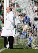 25 May 2008; Monaghan goalkeeper, Shane Duffy, picks the ball out of the net after conceding a second goal. GAA Football Ulster Senior Championship Quarter-Final, Fermanagh v Monaghan, Brewster Park, Enniskillen, Co. Fermanagh. Picture credit: Oliver McVeigh / SPORTSFILE