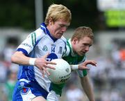 25 May 2008; Aaron McCarey, Monaghan, in action against Paul Leonard, Fermanagh. ESB Ulster Minor Football Quarter-Final, Fermanagh v Monaghan, Brewster Park, Enniskillen, Co. Fermanagh. Picture credit: Oliver McVeigh / SPORTSFILE