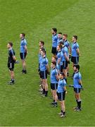 26 April 2015; The Dublin starting 15 stand during a  minute's silence before the game. Allianz Football League, Division 1, Final, Dublin v Cork. Croke Park, Dublin. Picture credit: Ray McManus / SPORTSFILE