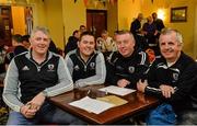 25 April 2015; St Malachy's GAC Castledawson, representing Derry, in the TrÃ¡th na gCeisteanna Boird. Pictured from left are, Conor Gribbin, Paul Gribbin, Martin McConnell and Gerry McElwee. All-Ireland ScÃ³r Sinsir Championship Finals 2015. Citywest Hotel, Saggart, Co. Dublin. Picture credit: Piaras O Midheach / SPORTSFILE