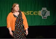 25 April 2015; Anne-Marie Whelan, from Borris-In-Ossory, Co Laois, sings Amhrán na bhFiann before the start of the competition. All-Ireland Scór Sinsir Championship Finals 2015. Citywest Hotel, Saggart, Co. Dublin. Picture credit: Piaras O Midheach / SPORTSFILE