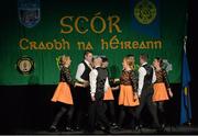 25 April 2015; The Downs, Westmeath, team of, George Coyle, Darren Nolan, Shane Murray, Pat Leavy, Brenda Deihy, Gráinne O'Dowd, Fiona Flynn and Tara O'Connor during the Rince Seit competition. All-Ireland Scór Sinsir Championship Finals 2015. Citywest Hotel, Saggart, Co. Dublin. Picture credit: Piaras O Midheach / SPORTSFILE