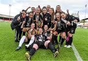 26 April 2015; Raheny United players celebrate at the end of the game. Continental Tyres Women's National League Cup Final, Peamount United v Raheny United. Tolka Park, Dublin. Picture credit: David Maher / SPORTSFILE