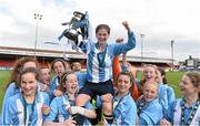 26 April 2015; Salthill Devon captain Melissa McGreen is lifted shoulder high by her teammates at the end of the game. FAI Umbro Women’s U16 Cup Final, Peamount United v Salthill Devon. Tolka Park, Dublin Picture credit: David Maher / SPORTSFILE