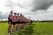 26 April 2015; Enniscorthy and Kilkenny players during the National Anthem. Bank of Ireland 90th Provincial Towns Cup, Enniscorthy v Kilkenny. Cill Dara RFC, Dunmurray West, Kildare. Picture credit: Matt Browne / SPORTSFILE
