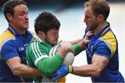 25 April 2015; Bernard Allen, Offaly, in action against Barry O'Farrell, left, and Peter Foy, Longford. Allianz Football League, Division 4, Final, Longford v Offaly. Croke Park, Dublin. Picture credit: Cody Glenn / SPORTSFILE