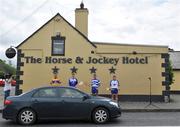 26 May 2008; Clare hurlers Barry Nugent, left, and Philip Brennan with Waterford hurlers Clinton Hennessy and Stephen Molomphy, right, at a photocall ahead of Waterford v Clare, GAA Hurling Munster Senior Championship, taking place on Sunday the 1st June. Horse and Jockey, Thurles, Co. Tipperary. Picture credit: Brendan Moran / SPORTSFILE