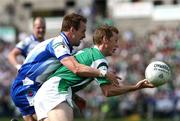 25 May 2008; Tommy McElroy, Fermanagh, in action against Dermot McArdle, Monaghan. GAA Football Ulster Senior Championship Quarter-Final, Fermanagh v Monaghan, Brewster Park, Enniskillen, Co. Fermanagh. Picture credit: Oliver McVeigh / SPORTSFILE