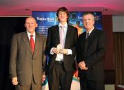24 May 2008; Keelan Cairns, St Malacahy's College, Belfast, is presented with the Male U16 Player of the Year Award by Tony Colgan, President of Basketball Ireland, and Eddie Guilmartin at the Basketball Ireland annual awards. The Tower Hotel, Whitestown Way, Tallaght, Dublin. Picture credit: Damien Eagers / SPORTSFILE