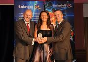 24 May 2008; Tessa Solan is presented with the Female U16 Player of the Year Award by Tony Colgan, President of Basketball Ireland and Tony Hehir at the Basketball Ireland annual awards. The Tower Hotel, Whitestown Way, Tallaght, Dublin. Picture credit: Damien Eagers / SPORTSFILE