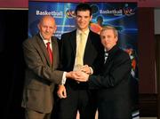 24 May 2008; Paul O'Brien, An Cearnod Nua, Moycullen, is presented with the Male U20 Player of the Year Award by Tony Colgan, President of Basketball Ireland and Timmy Murphy at the Basketball Ireland annual awards. The Tower Hotel, Whitestown Way, Tallaght, Dublin. Picture credit: Damien Eagers / SPORTSFILE