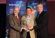 24 May 2008; Mark Scannell, accepting on behalf of Danny Fulton, is presented with the President's Award by Tony Colgan, President of Basketball Ireland and Eddie Gilmartin at the Basketball Ireland annual awards. The Tower Hotel, Whitestown Way, Tallaght, Dublin. Picture credit: Damien Eagers / SPORTSFILE