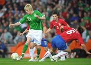 24 May 2008; Andy Keogh, Republic of Ireland, in action against Branislav Ivanovic, Serbia. Friendly international, Republic of Ireland v Serbia. Croke Park, Dublin. Picture credit: Ray Lohan / SPORTSFILE *** Local Caption ***