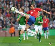 24 May 2008; Kevin Doyle, Republic of Ireland, in action against Slobodan Rajkovic, Serbia. Friendly international, Republic of Ireland v Serbia. Croke Park, Dublin. Picture credit: Ray Lohan / SPORTSFILE *** Local Caption ***