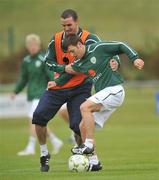 27 May 2008; Republic of Ireland's Wesley Hoolahan in action against his team-mate John O'Shea during squad training. Republic of Ireland squad training, Gannon Park, Malahide, Co. Dublin. Picture credit: David Maher / SPORTSFILE *** Local Caption ***