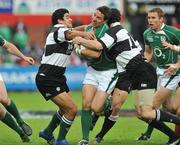 27 May 2008; Paddy Wallace, Ireland, in action against Morgan Tlirinui, left, and Stephen Larkham, Barbarians. Representative game, Ireland v Barbarians, Kingsholm, Gloucester, England. Picture credit: Pat Murphy / SPORTSFILE *** Local Caption ***