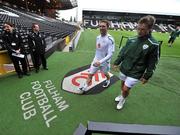 28 May 2008; Republic of Ireland's Robbie Keane, left, and team-mate Stephen McPhail leave the pitch at the end of squad training. Craven Cottage, London, England. Picture credit: David Maher / SPORTSFILE
