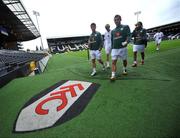 28 May 2008; Republic of Ireland players, from left to right, Shane Long, Andy Keogh, Kevin Doyle, Sean Scannell and Daryl Murphy leave the pitch at the end of squad training. Craven Cottage, London, England. Picture credit: David Maher / SPORTSFILE