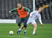 28 May 2008; Republic of Ireland's Damien Duff in action against team-mate Paul McShane during squad training. Craven Cottage, London, England. Picture credit: David Maher / SPORTSFILE