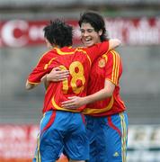 28 May 2008; Erika Vazquez Morales, Spain, left, celebrates with Miriam, after scoring her side's first goal. UEFA Women's European Championship Qualifier, Northern Ireland v Spain, Newry Showgrounds, Newry, Co. Down. Picture credit: Oliver McVeigh / SPORTSFILE