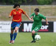 28 May 2008; Maria Sanchez, Spain, in action against Kelly Bailie, Northern Ireland. UEFA Women's European Championship Qualifier, Northern Ireland v Spain, Newry Showgrounds, Newry, Co. Down. Picture credit: Oliver McVeigh / SPORTSFILE