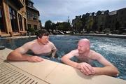 29 May 2008; Ireland's Malcolm O'Kelly, left, and Bernard Jackman, relax by the pool at their team hotel ahead of the team's departure to New Zealand and Australia for their summer tour. Pennyhill Park Hotel, Bagshot, London, England. Picture credit: David Maher / SPORTSFILE