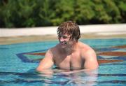 29 May 2008; Ireland's Jerry Flannery relaxes by the pool at the team hotel ahead of the team's departure to New Zealand and Australia for their summer tour. Pennyhill Park Hotel, Bagshot, London, England. Picture credit: David Maher / SPORTSFILE