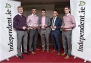 28 April 2015; Players, from left to right, Paul Maher, UL/Tipperary, Brian Stapleton, UL/Tipperary, Brian Troy, UL/Kilkenny, Cian Buckley, Cork IT/Cork and Tommy Heffernan, UL/Tipperary, after being presented with their Independent.ie HE GAA Rising Stars Hurling Awards. Croke Park, Dublin. Picture credit: David Maher / SPORTSFILE