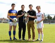 29 April 2015; Tipperary captain Colin O'Riordan, Tyrone's Kieran McGeary and U21 ambassadors, former Dublin footballer Bryan Cullen and former Galway footballer Micheal Meehan, in Parnell Park, Dublin, ahead of the EirGrid GAA Football U21 All-Ireland Final on Saturday, 2nd May. Parnell Park, Dublin. Picture credit: Stephen McCarthy / SPORTSFILE