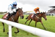 29 April 2015; Killultagh Vic, left, with Paul Townend up, races clear of Thistlecrack, with Tom Scudamore up, on their way to winning the Irish Daily Mirror Novice Hurdle. Punchestown Racecourse, Punchestown, Co. Kildare. Picture credit: Cody Glenn / SPORTSFILE