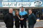 29 April 2015; DCU GAA star Colm Begley, Laois, is recognised on his recent Sigerson Cup All-Star award by Bank of Ireland's DCU Branch manager Eithne Connolly, DCU Sigerson Cup team manager Professor Niall Moyna, Monaghan, right, and DCU GAA Academy Director Michael Kennedy, Tyrone. DCU, Glasnevin, Dublin. Picture credit: Stephen McCarthy / SPORTSFILE