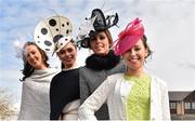 1 May 2015; Racegoers, from left, Grainne Dineen, Kerry, Ellen O'Donnell, Tipperary, Una O'Donnell, Tipperary, and Grace Jeffries, Tipperary, at the day's races. Punchestown Racecourse, Punchestown, Co. Kildare. Picture credit: Cody Glenn / SPORTSFILE