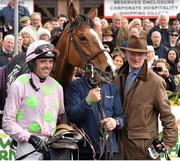 1 May 2015; Jockey Ruby Walsh, left, and trainer Willie Mullins after winning the Queally Group Celebrating 35 Years In Naas Punchestown Champion Hurdle with Faugheen. Punchestown Racecourse, Punchestown, Co. Kildare. Picture credit: Cody Glenn / SPORTSFILE