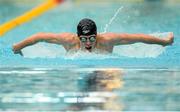 1 May 2015; Zach Harting, NCSA, on his way to finishing second in the B final of the men's 400m individual medley event, during the 2015 Irish Open Swimming Championships at the National Aquatic Centre, Abbotstown, Dublin. Photo by Sportsfile