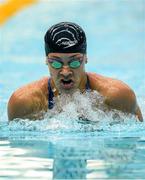 1 May 2015; Alexis Wenger, NCSA, on her way to finishing 4th in the semi-final of the women's 100m breaststroke  event, during the 2015 Irish Open Swimming Championships at the National Aquatic Centre, Abbotstown, Dublin. Photo by Sportsfile