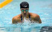 1 May 2015; Alexis Wenger, NCSA on her way to finishing 4th in the semi-final of the women's 100m breaststroke  event, during the 2015 Irish Open Swimming Championships at the National Aquatic Centre, Abbotstown, Dublin. Photo by Sportsfile