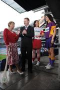 27 May 2008; President of the Camogie Association Liz Howard with Gary Desmond, CEO Gala, Derry captain Claire O'Kane and Wexford captain Mary Lacey, right, at the launch of the Gala All Ireland Senior & Junior Camogie Championships. Croke Park, Dublin. Photo by Sportsfile