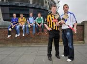 28 May 2008; GPA and Halifax have launched a new hurling initiative aimed at promoting the game in the non-traditional counties. The Hurling Twinning Programme will see counties from the Nicky Rackard Cup paired with their counterparts at McCarthy Cup level. At the launch are Waterford's Ken McGrath, right, and Kilkenny's Richie Power, with from left, Cavan's Andrew Nelligan, Donegal's Danny Cullen, Dublin's Kevin Flynn, and Fermanagh's Ger McNally. Jury's Croke Park Hotel, Dublin. Picture credit: Brian Lawless / SPORTSFILE